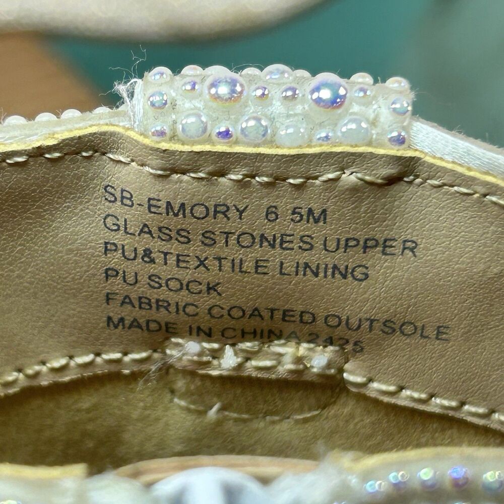 Betsey Johnson Emory Pearl Rhinestone Western Cowboy Boot Bridal Blue Sole 6.5 - Picture 7 of 8